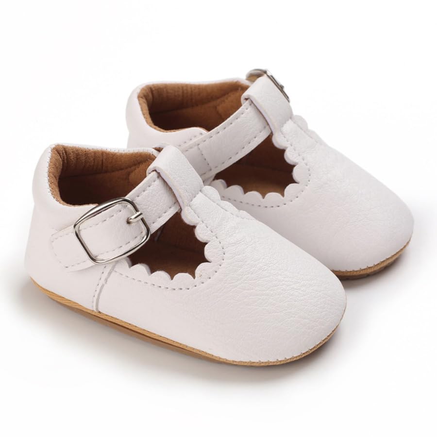 Infant Baby Girls Princess Wedding Dress Mary Jane Flats,Toddler Soft Sole Prewalker Sparkly Lightweight Shoes