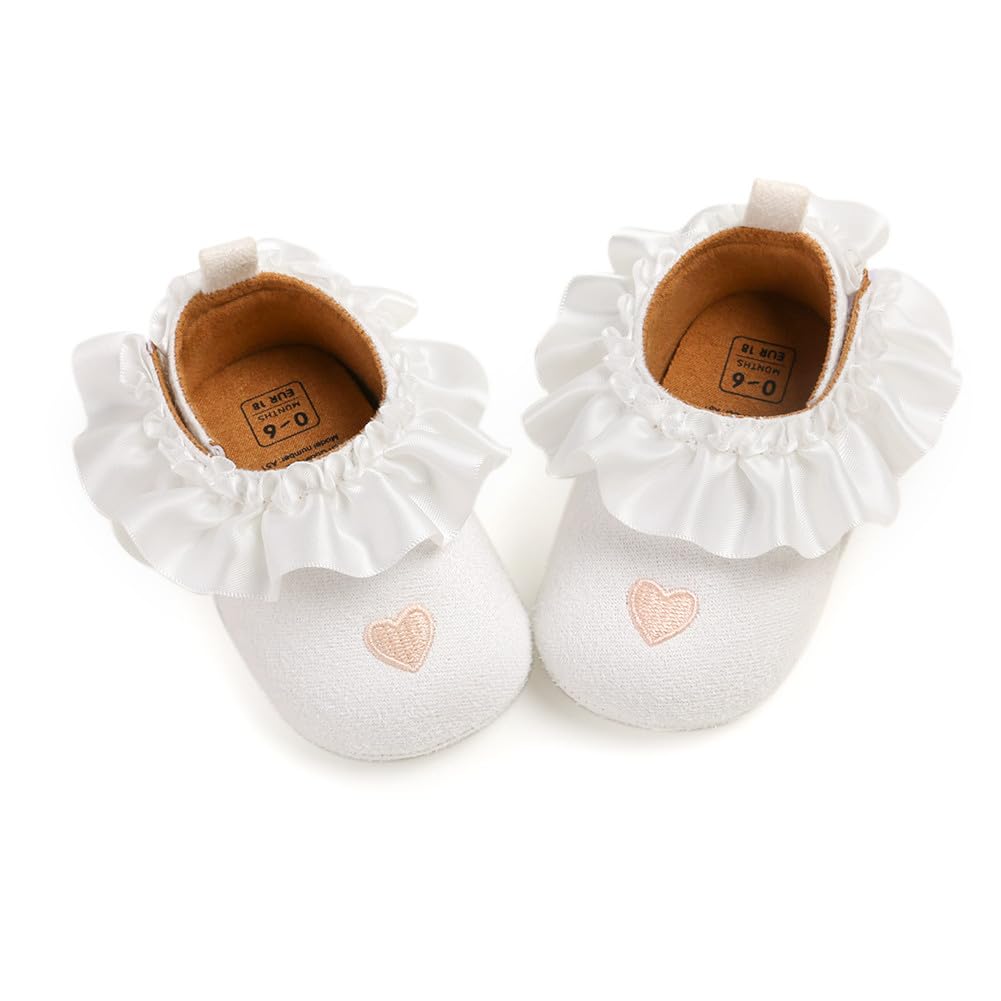 Baby Girls Mary Jane Flats with Bowknot Floral Princess Wedding Dress Shoes Soft Newborn Infant Crib First Walkers Prewalker