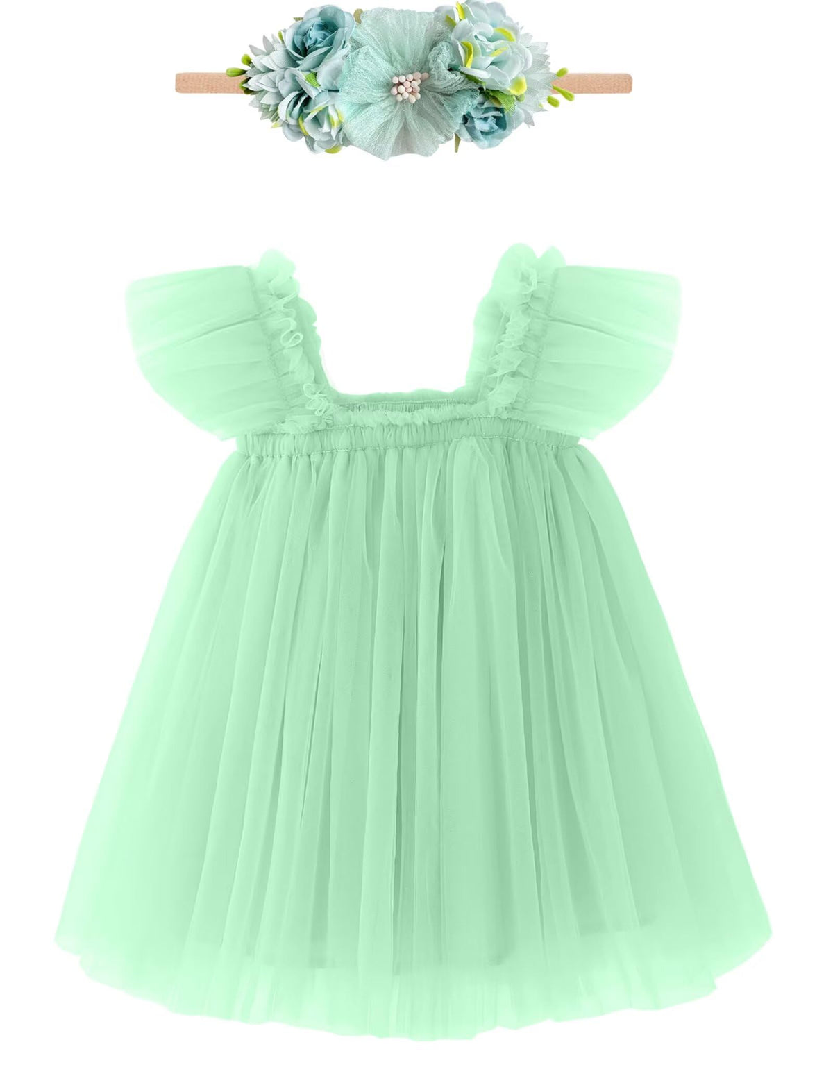Baby Girl First Birthday Outfit Cake Smash 1st Birthday Dress with Flower Headband