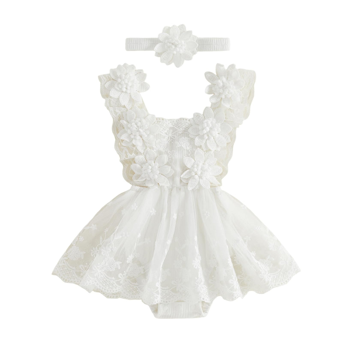 Mtsebmves Newborn Baby Girl Romper Dress Infant Lace Floral Bow Tulle Dress Toddler Girls Photography Outfits