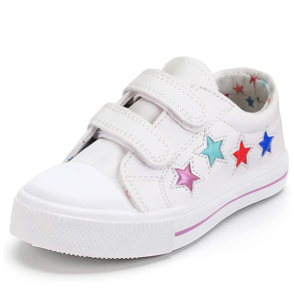K KomForme Toddler Sneakers Girls Shoes with Dual Hook and Loops