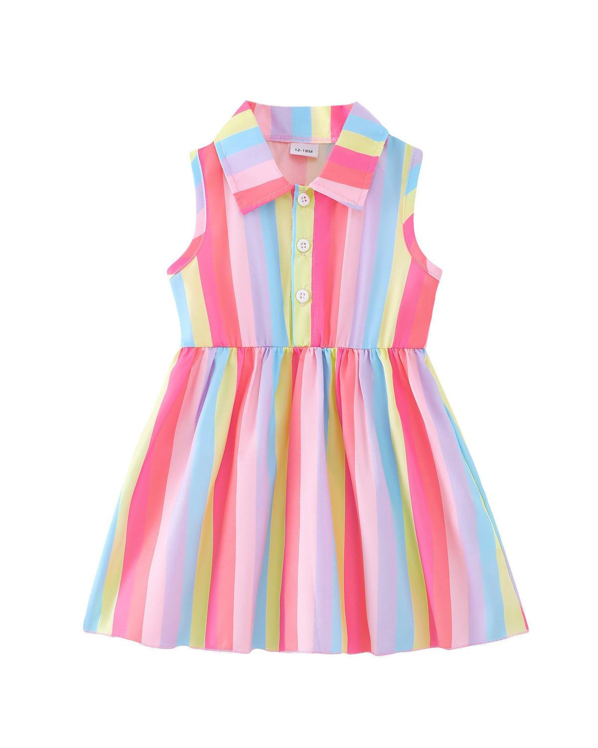 Saeaby Baby Girl Dress Summer Dresses Toddler Girl Clothes Polo Collar Ruffle Sundress Sleeveless Outfit for Girls