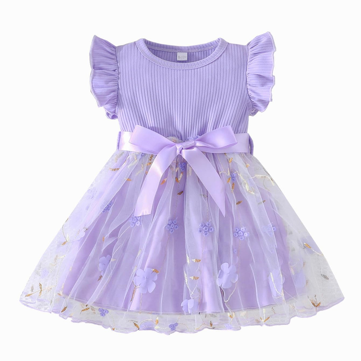 Toddler Baby Girls Tulle Tutu Dress Ruffle Sleeve Fluffy Dresses Cute Summer Sundress for Party Beach Casual