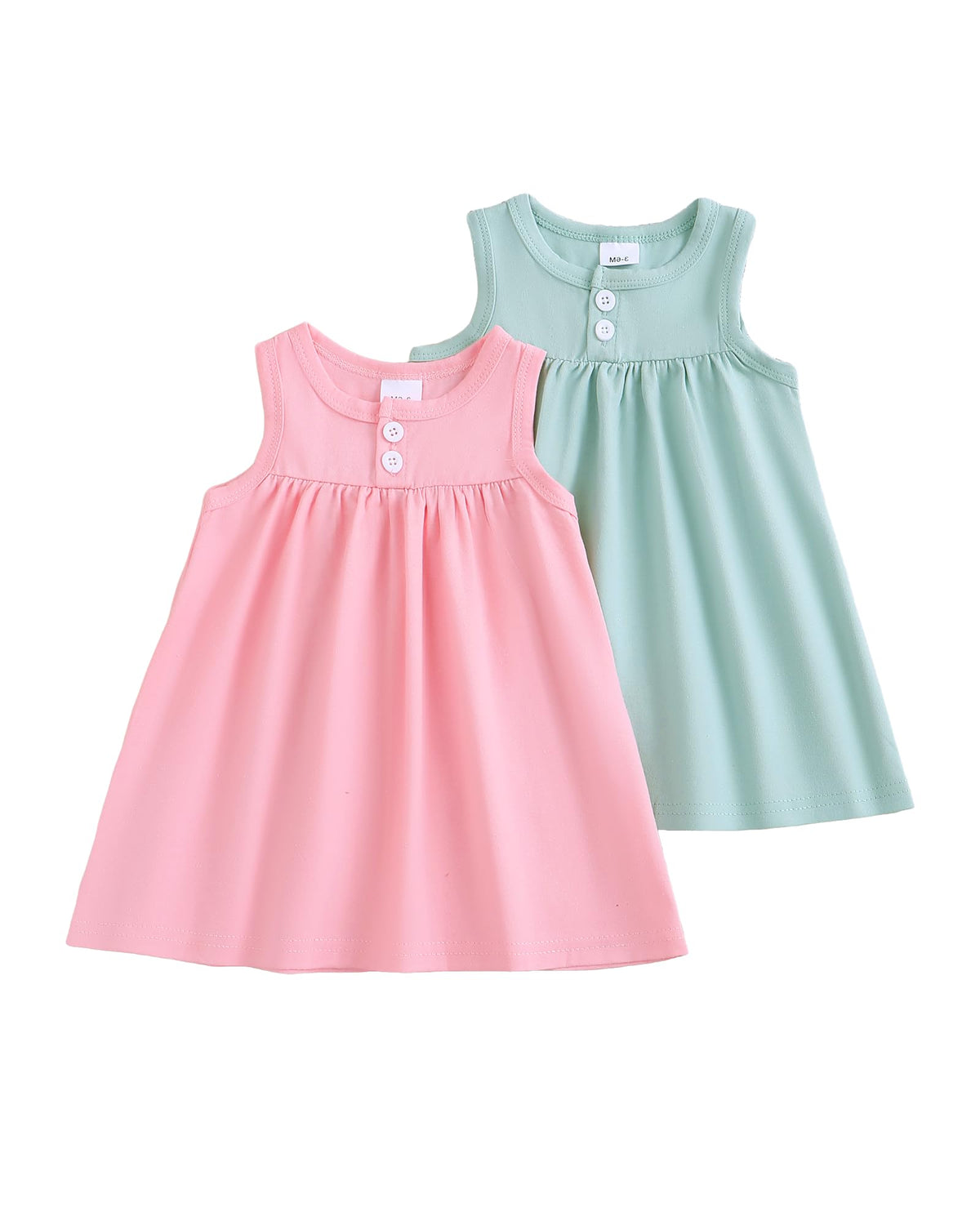 Baby Girl Dress Clothes 2-Pack Sleeveless Solid Printed Cute Baby Dresses