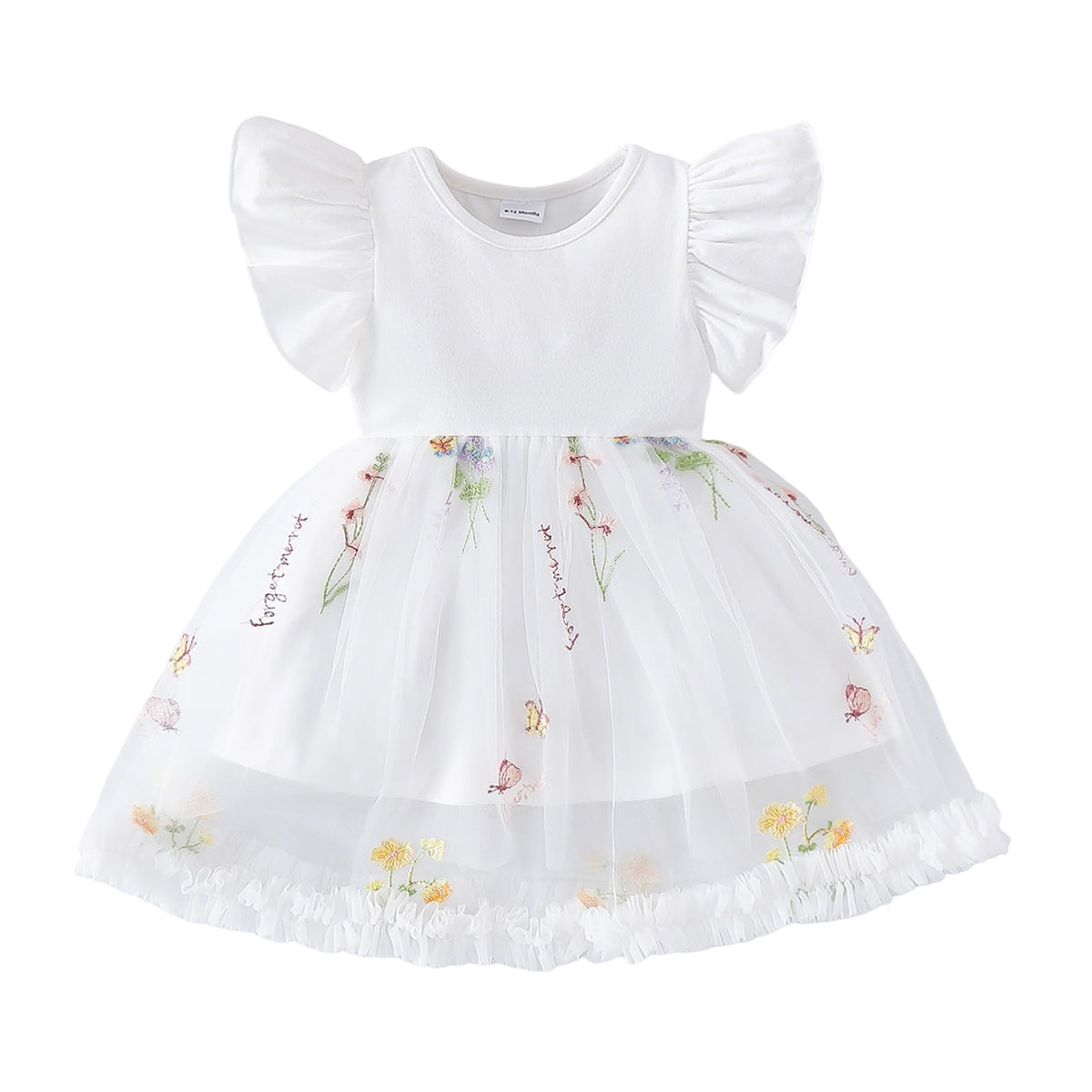 Baby Girl Butterfly Tutu Ruffle Sleeveless Dress 0-24 Months