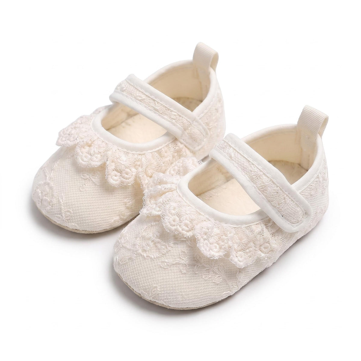 Baby Girl White Dress Shoes Newborn Mary Jane Flats with Bowknot Princess Lace Soft Sole Infant Toddler Walking Crib Shoes