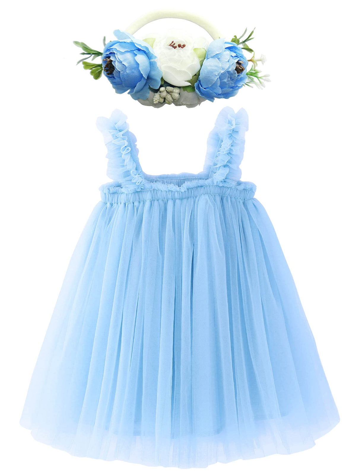 BGFKS Layered Tulle Tutu Dress for Toddler Girls,Baby Girl Rainbow Tutu Princess Skirt Set with Flower Headband.