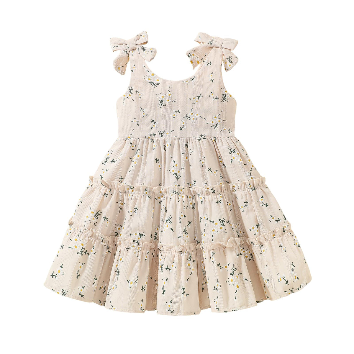 Toddler Girl Summer Dress Boho Floral Sleeveless Ruffled Dresses Baby Girls Beach Sundress Outfit