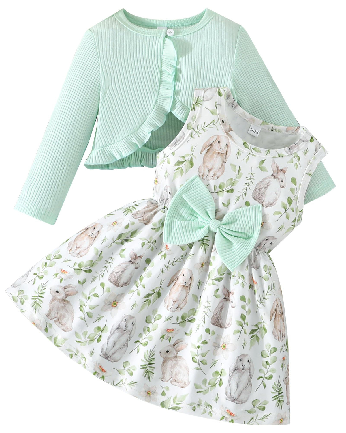 Rosibel Toddler Baby Girls Dress and Cotton Cardigan Set for 6M-3T