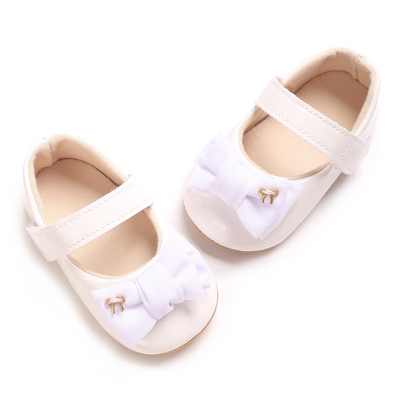 Infant Baby Girls Princess Wedding Dress Mary Jane Flats,Toddler Soft Sole Prewalker Sparkly Lightweight Shoes