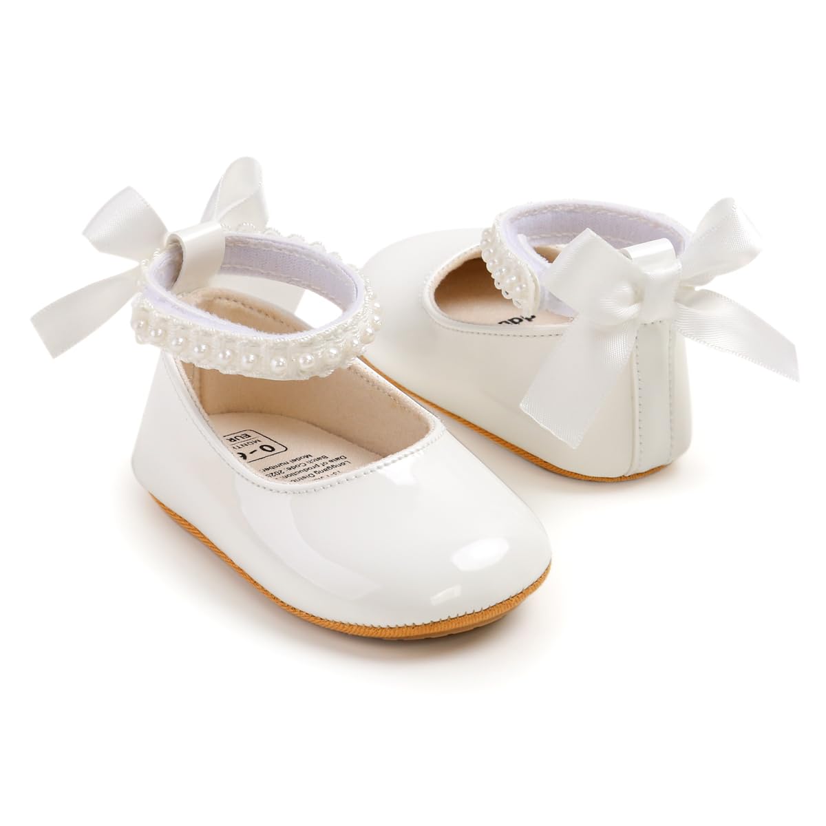 HsdsBebe Baby Girls Mary Jane Flats - Infant Newborn Walking Sneakers Soft Rubber Sole Princess Wedding Shoes
