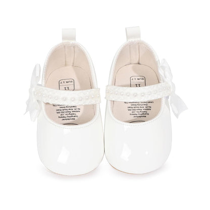 HsdsBebe Infant Baby Girls Mary Jane Flats Bow Non-Slip Soft Sole Princess Toddler First Walkers Sneaker Wedding Dress Shoes