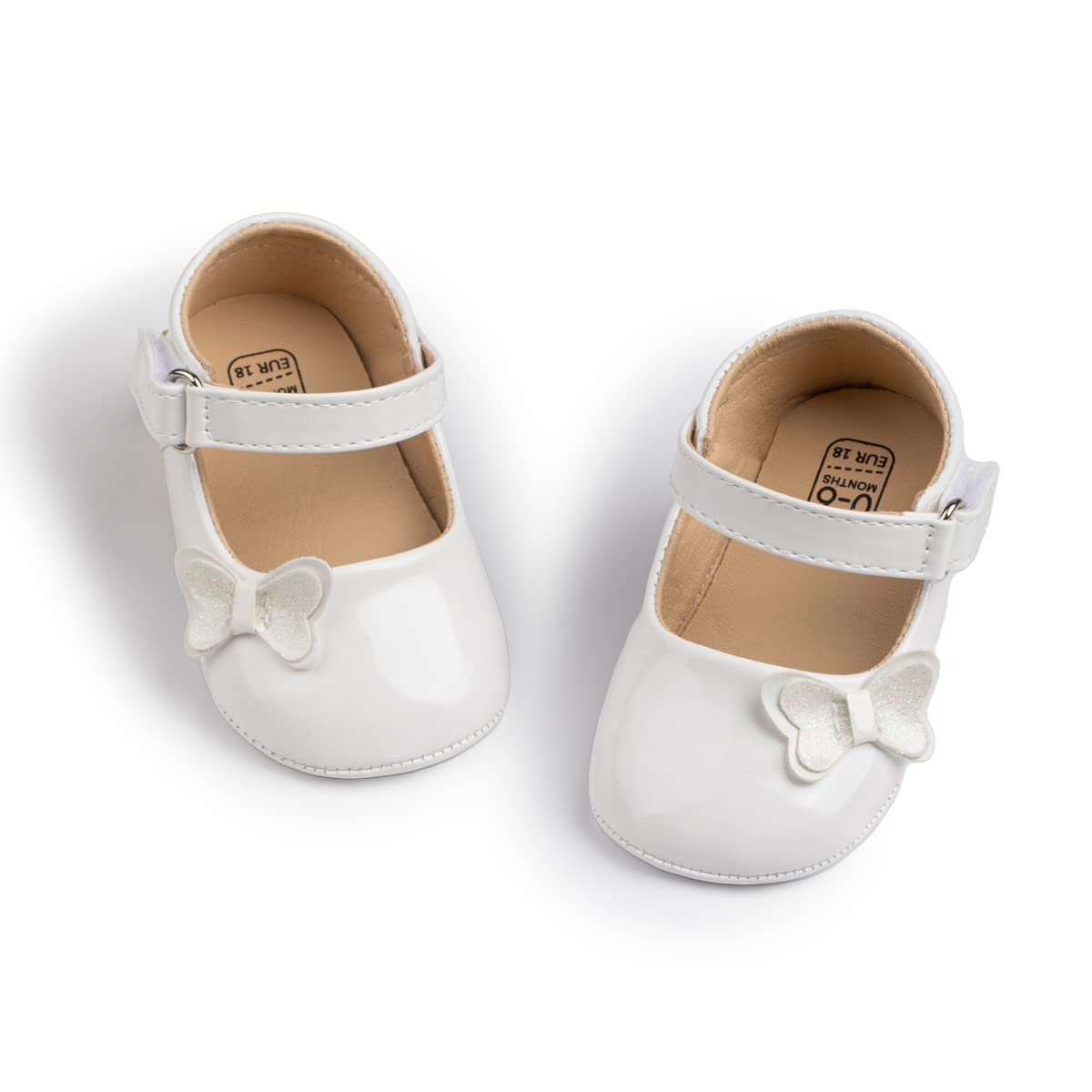 Baby Mary Jane Flats for Girls with Bowknot Cotton Anti Skid Sole Infant First Walker Princess Dress Crib Wedding Shoes