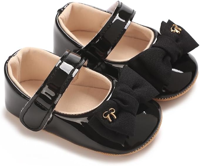 Infant Baby Girls Princess Wedding Dress Mary Jane Flats,Toddler Soft Sole Prewalker Sparkly Lightweight Shoes