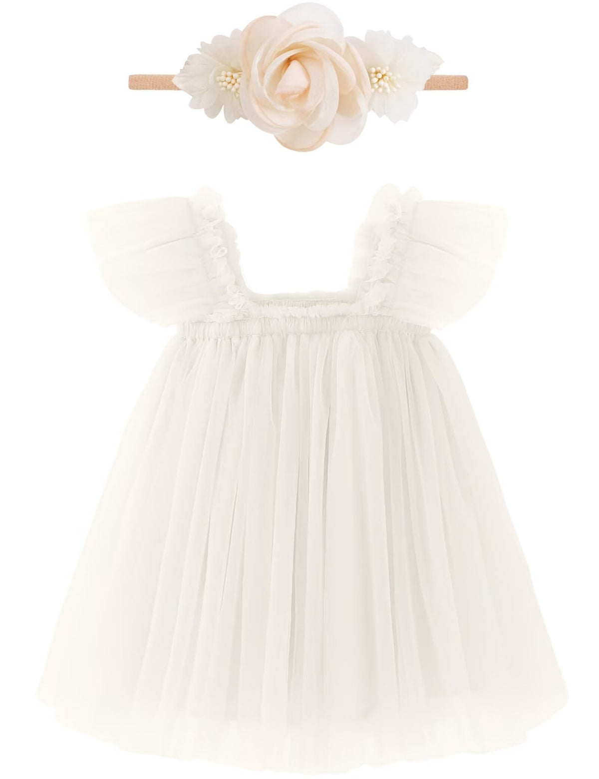 Baby Girl First Birthday Outfit Cake Smash 1st Birthday Dress with Flower Headband