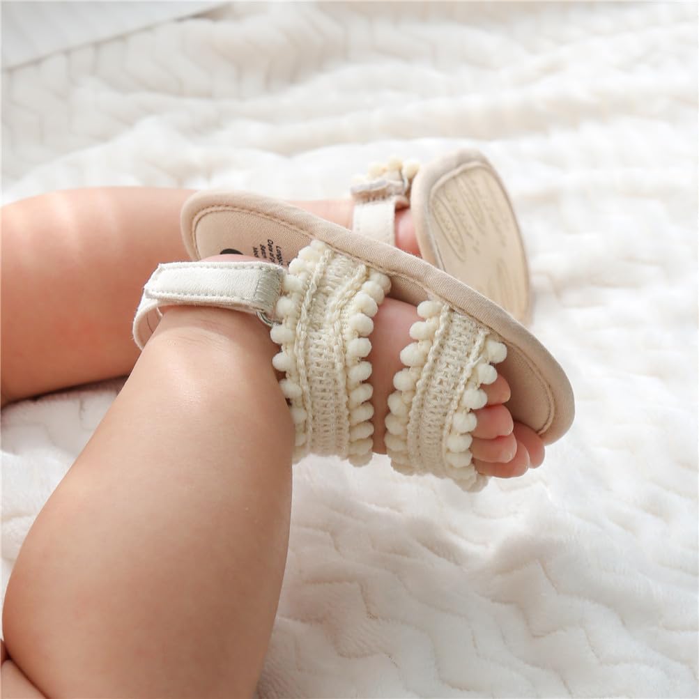 Ohwawadi Baby Boys Girls Sandals Soft Sole Summer Infant Wedding Dress Flat Shoes Beach Sandal Newborn Crib Shoes First Walkers