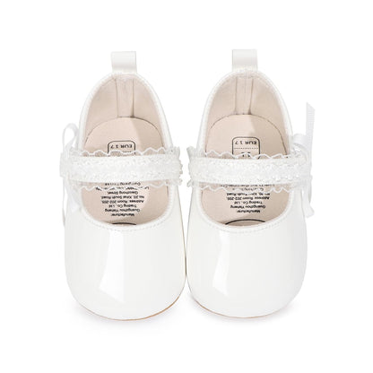 HsdsBebe Infant Baby Girls Mary Jane Flats Bow Non-Slip Soft Sole Princess Toddler First Walkers Sneaker Wedding Dress Shoes
