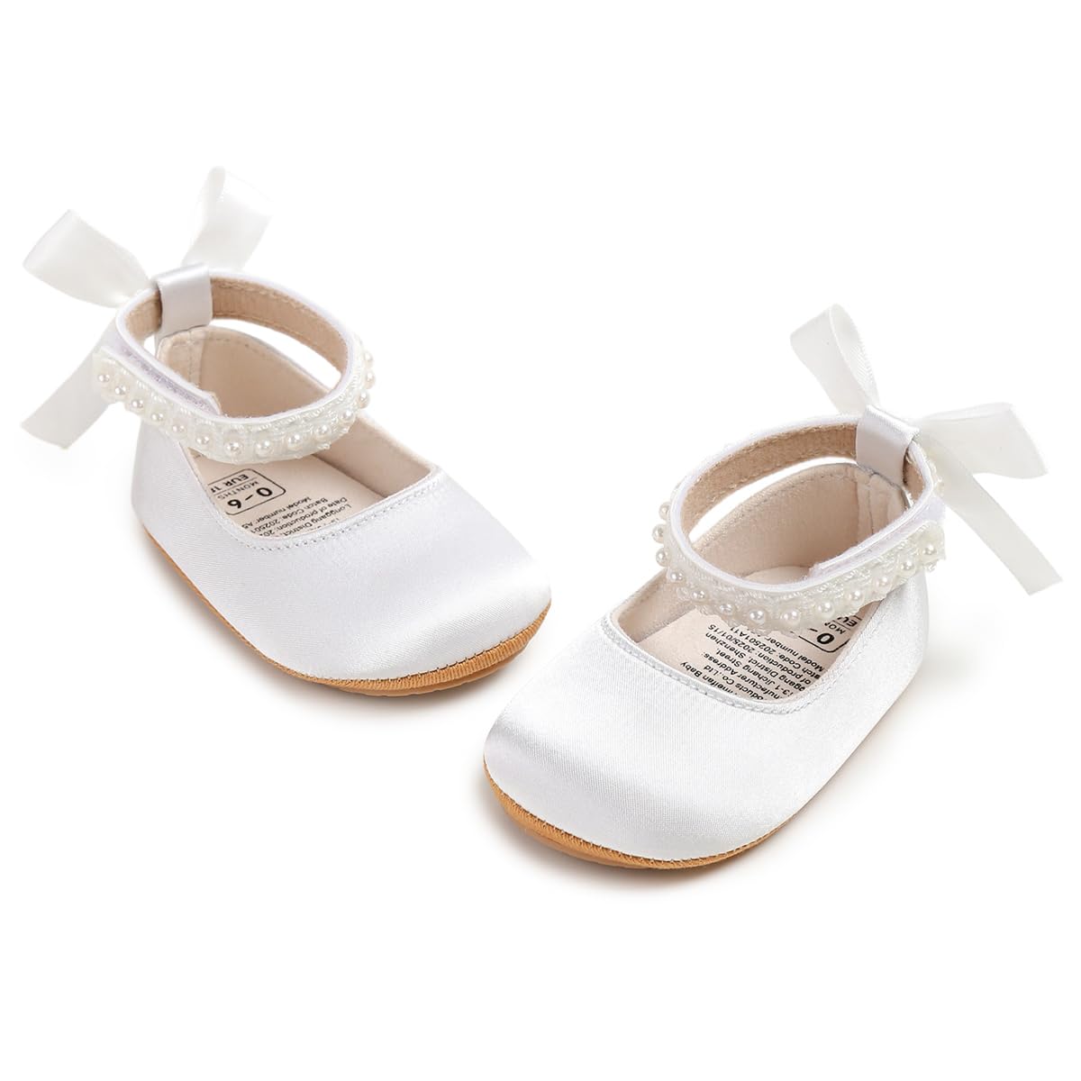 HsdsBebe Baby Girls Mary Jane Flats - Infant Newborn Walking Sneakers Soft Rubber Sole Princess Wedding Shoes