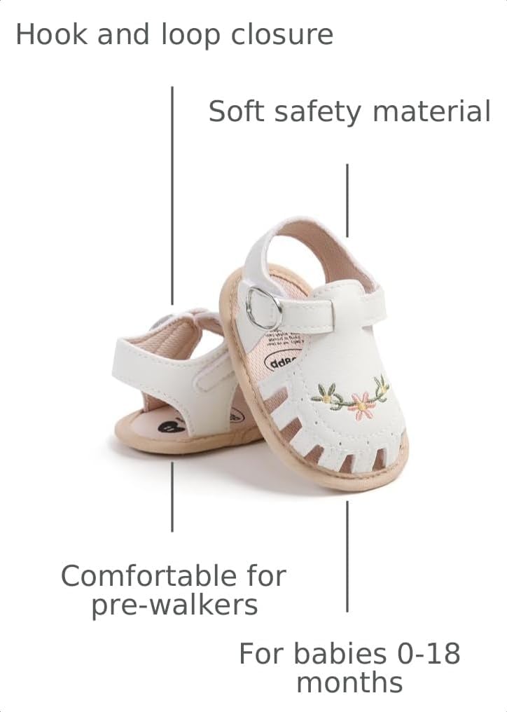 Infant Baby Girls Sandals Summer Baby Wedding Dress Flat Shoes Newborn Crib Shoes First Walkers Prewalkers Shoes