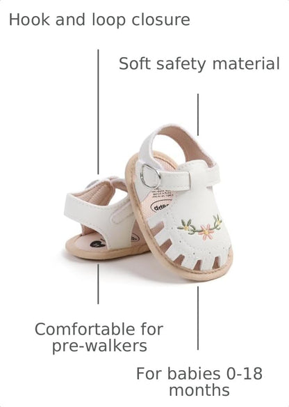 Infant Baby Girls Sandals Summer Baby Wedding Dress Flat Shoes Newborn Crib Shoes First Walkers Prewalkers Shoes