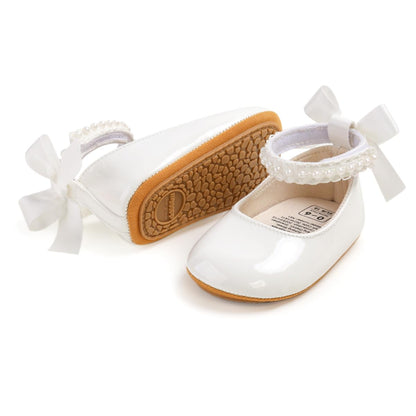 Baby Girls Mary Jane Flats with Bowknot Floral Princess Wedding Dress Shoes Soft Newborn Infant Crib First Walkers Prewalker