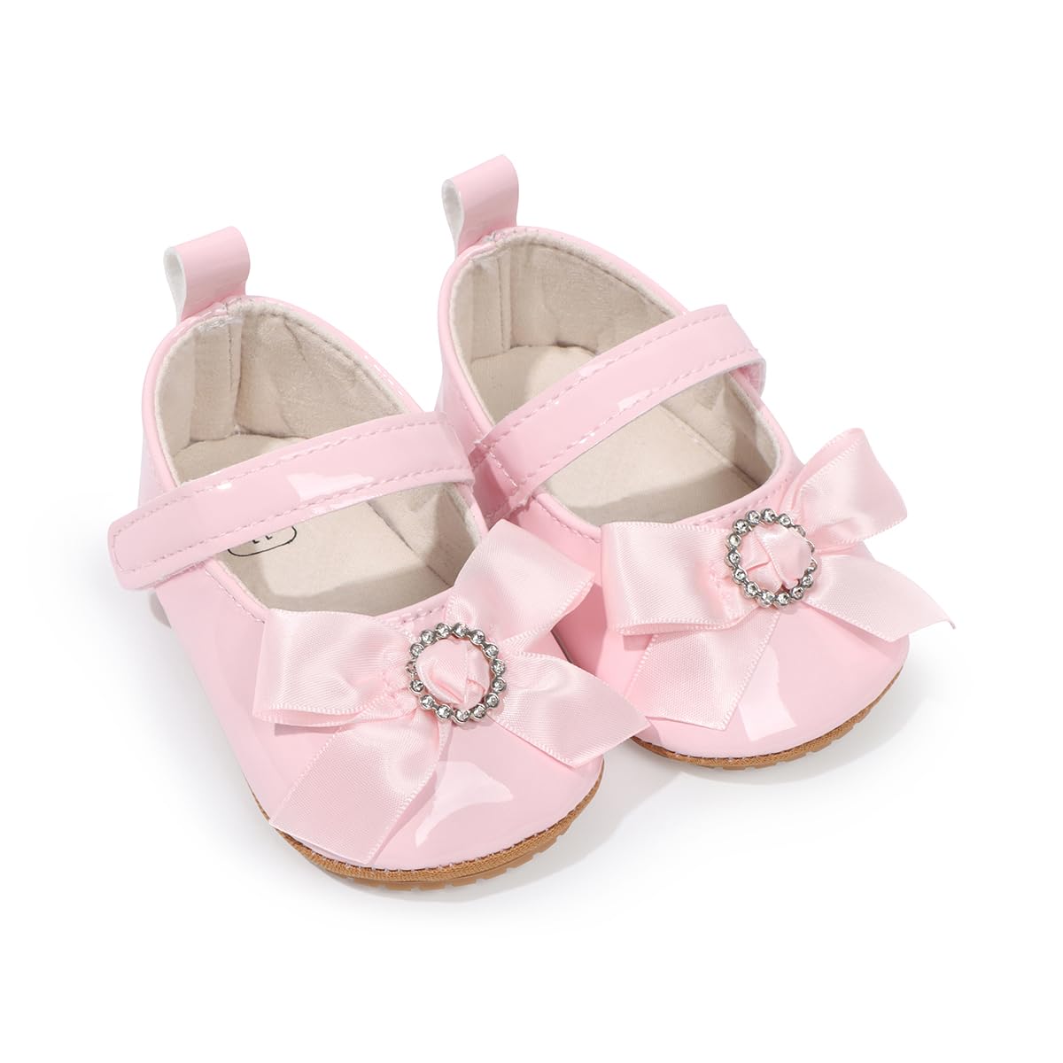 Baby Mary Jane Flats for Girls with Bowknot Cotton Anti Skid Sole Infant First Walker Princess Dress Crib Wedding Shoes