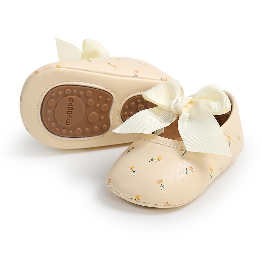Baby Girls Mary Jane Flats Non-Slip Soft Sole Infant Newborn Walking Shoes Princess Wedding Dress Shoe