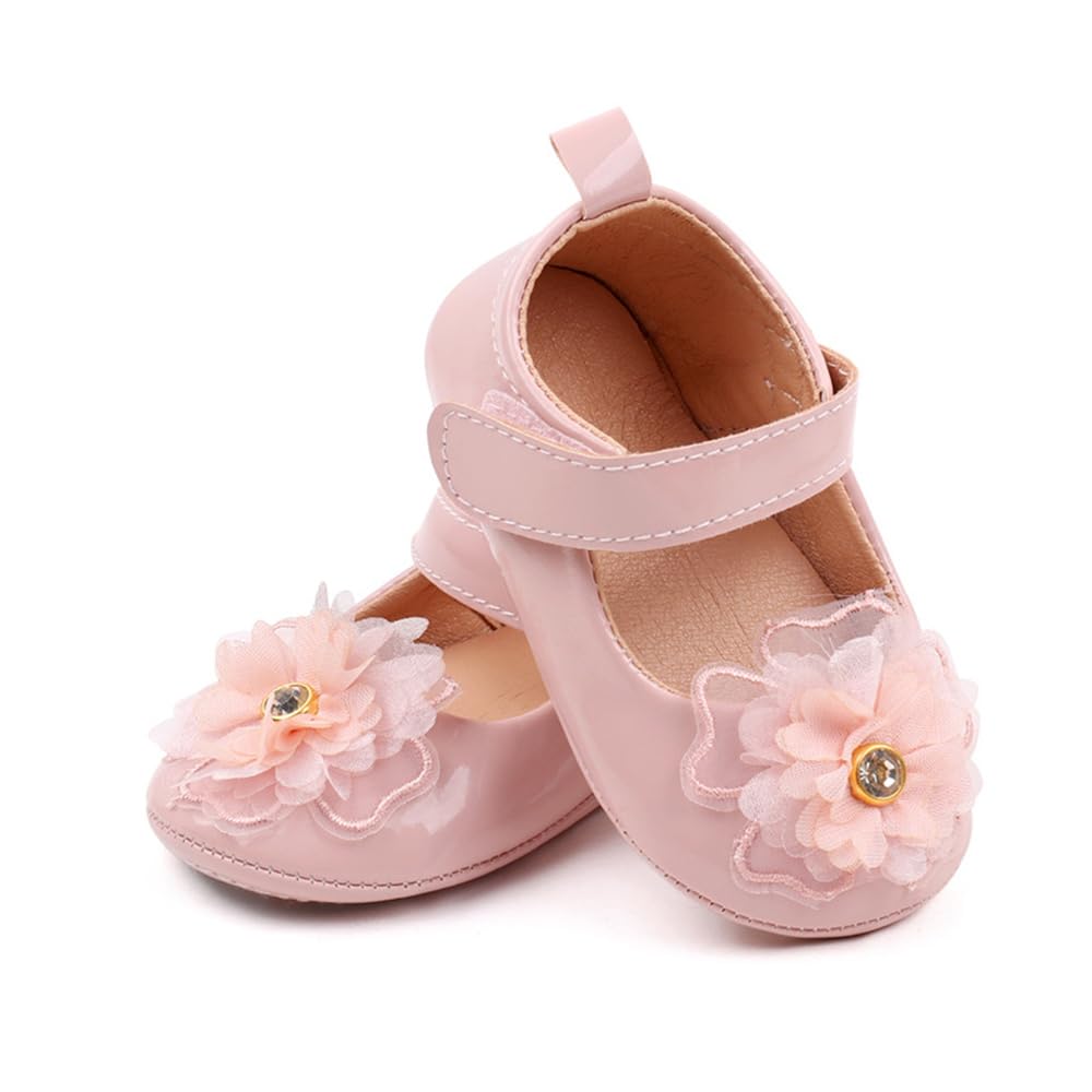 Infant Baby Girls Princess Wedding Dress Mary Jane Flats,Toddler Soft Sole Prewalker Sparkly Lightweight Shoes