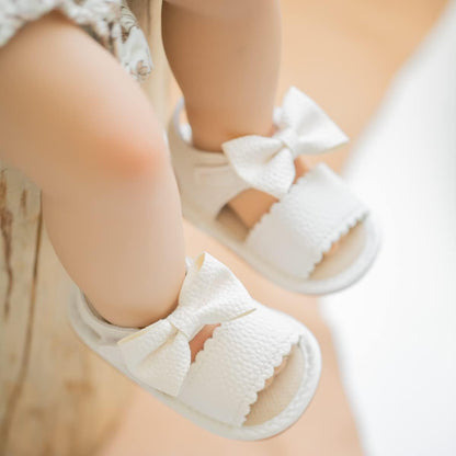 Babelvit Infant Baby Girl Boy Sandals Comfort Premium Summer Outdoor Casual Beach Shoes with Flower Bowknot Anti Slip Rubber Sole Newborn Toddler Prewalker First Walking Shoes