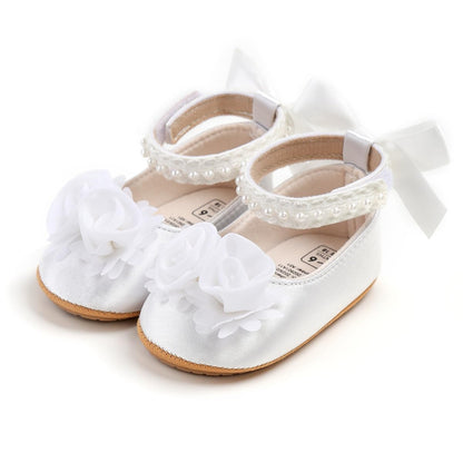 Baby Girls Mary Jane Flats Non-Slip Soft Sole Infant Newborn Walking Shoes Princess Wedding Dress Shoe