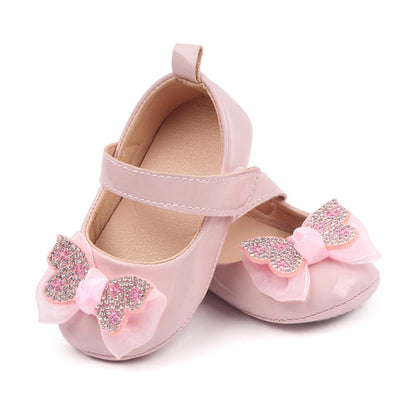 Infant Baby Girls Princess Wedding Dress Mary Jane Flats,Toddler Soft Sole Prewalker Sparkly Lightweight Shoes