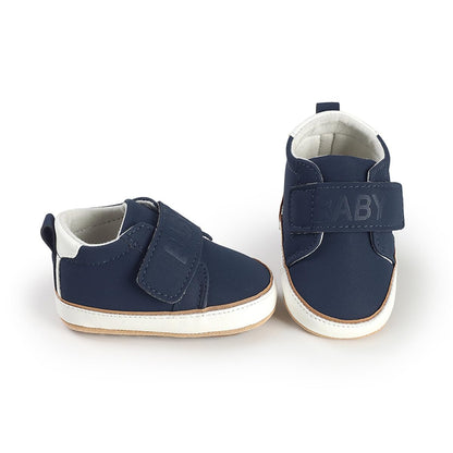 HsdsBebe Baby Boys Girls Pu Leather Hard Bottom Walking Sneakers Toddler Rubber Sole First Walkers Infant Cartoon Slippers Crib Shoes