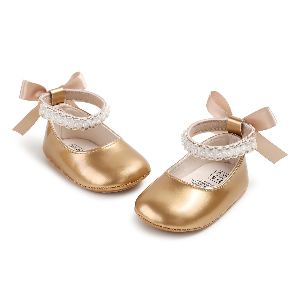 HsdsBebe Baby Girls Mary Jane Flats - Infant Newborn Walking Sneakers Soft Rubber Sole Princess Wedding Shoes
