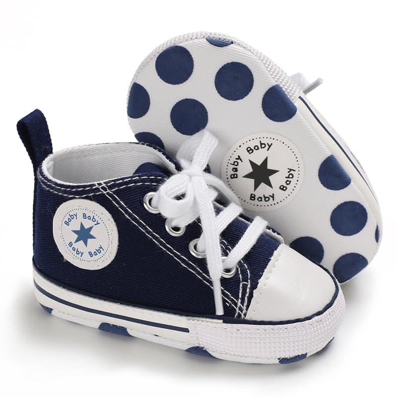 Unisex Baby Girls Boys Canvas High-top Shoes, Newborn Infant Anti-Slip Soft Sole Frist Walking Breathable Sneakers