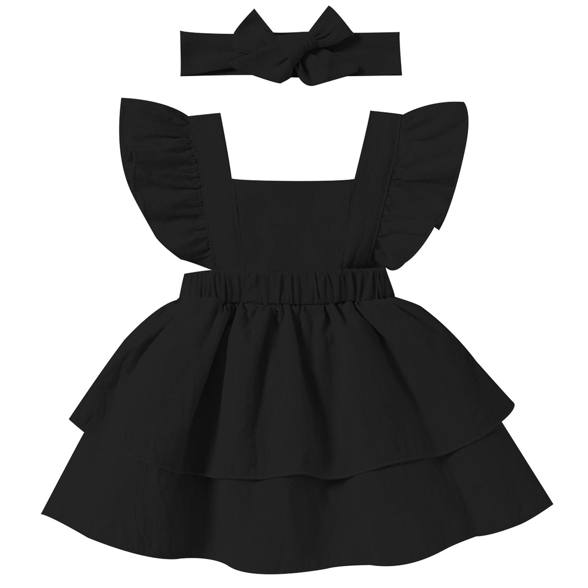 Baby Girls Dresses Sleeveless Ruffle Toddler Dresses for Girls with Headband Summer Casual Party Backless Sundress