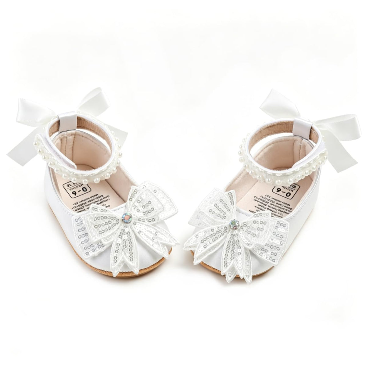 HsdsBebe Baby Girls Mary Jane Flats - Infant Newborn Walking Sneakers Soft Rubber Sole Princess Wedding Shoes