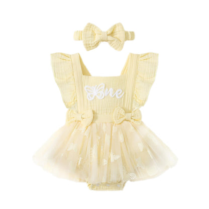 Baby Girl 1st Birthday Tulle Romper Dress Ruffle Bodysuit