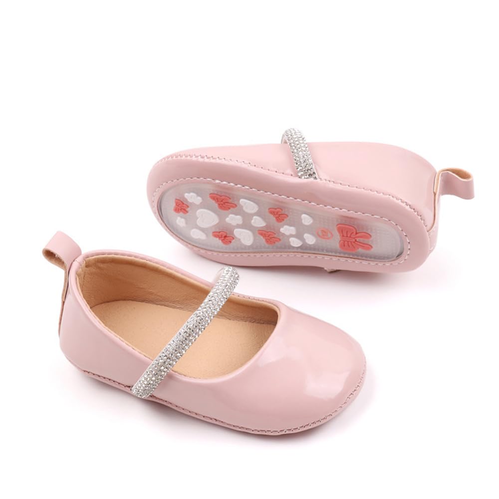 Infant Baby Girls Princess Wedding Dress Mary Jane Flats,Toddler Soft Sole Prewalker Sparkly Lightweight Shoes