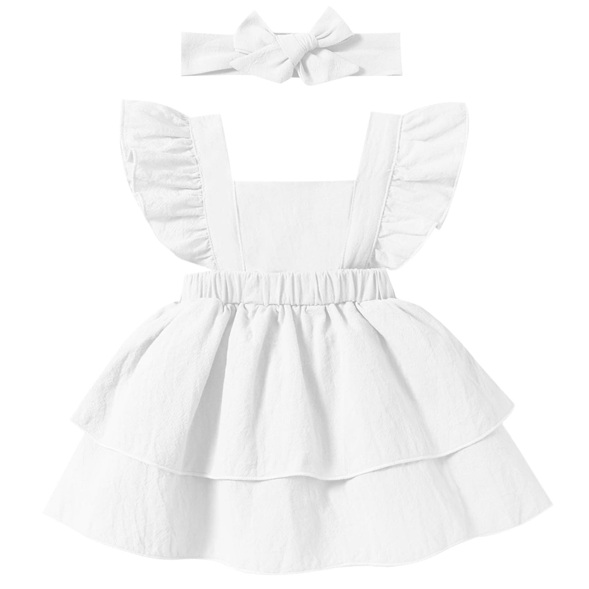 Baby Girls Dresses Sleeveless Ruffle Toddler Dresses for Girls with Headband Summer Casual Party Backless Sundress
