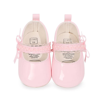 HsdsBebe Infant Baby Girls Mary Jane Flats Bow Non-Slip Soft Sole Princess Toddler First Walkers Sneaker Wedding Dress Shoes