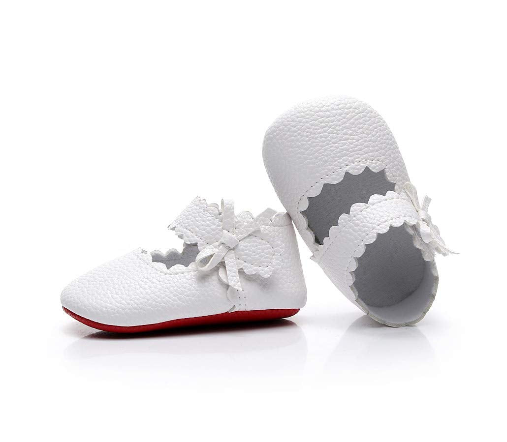 HONGTEYA Baby Girls Ballet Dress Shoes - Mary Jane Soft Sole Sidebow Toddler Moccasins