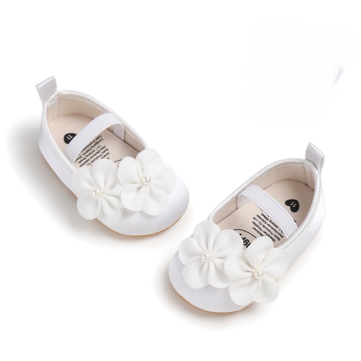Baby Mary Jane Flats for Girls with Bowknot Cotton Anti Skid Sole Infant First Walker Princess Dress Crib Wedding Shoes