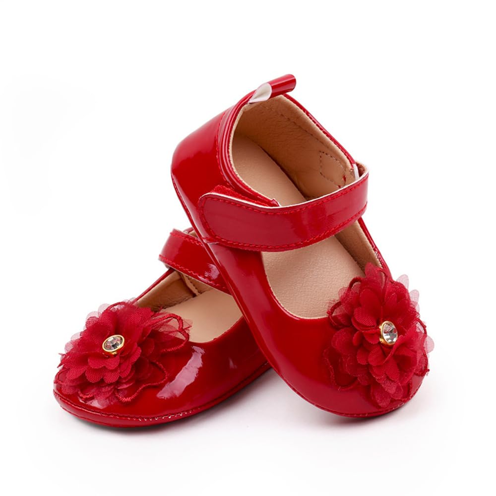 Infant Baby Girls Princess Wedding Dress Mary Jane Flats,Toddler Soft Sole Prewalker Sparkly Lightweight Shoes