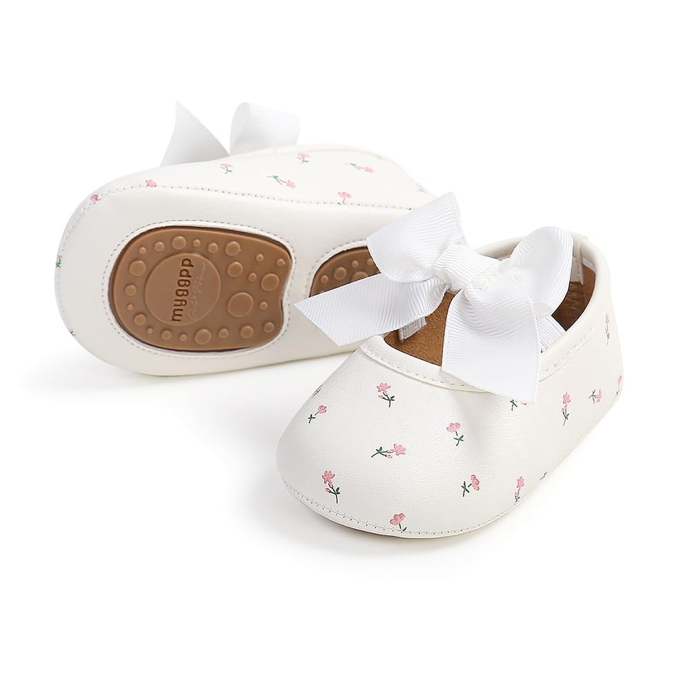 Baby Girls Mary Jane Flats Non-Slip Soft Sole Infant Newborn Walking Shoes Princess Wedding Dress Shoe