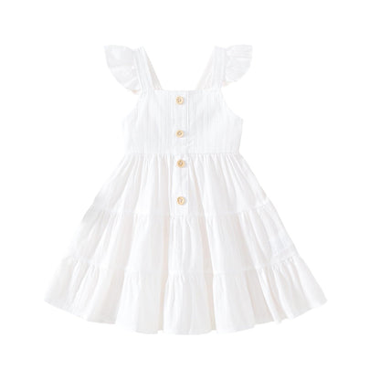 Toddler Baby Girls Dress Ruffle Sleeveless Floral Summer Beach Butterfly Sundress Kids Casual Dresses