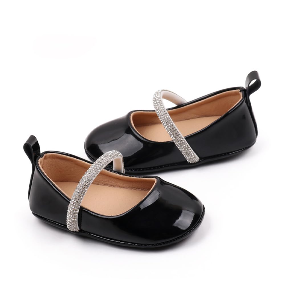Infant Baby Girls Princess Wedding Dress Mary Jane Flats,Toddler Soft Sole Prewalker Sparkly Lightweight Shoes