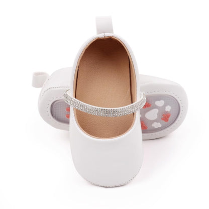 Infant Baby Girls Princess Wedding Dress Mary Jane Flats,Toddler Soft Sole Prewalker Sparkly Lightweight Shoes