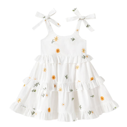 HAPPYMA Toddler Dress Baby Girl Sleeveless Ruffle Summer Clothes