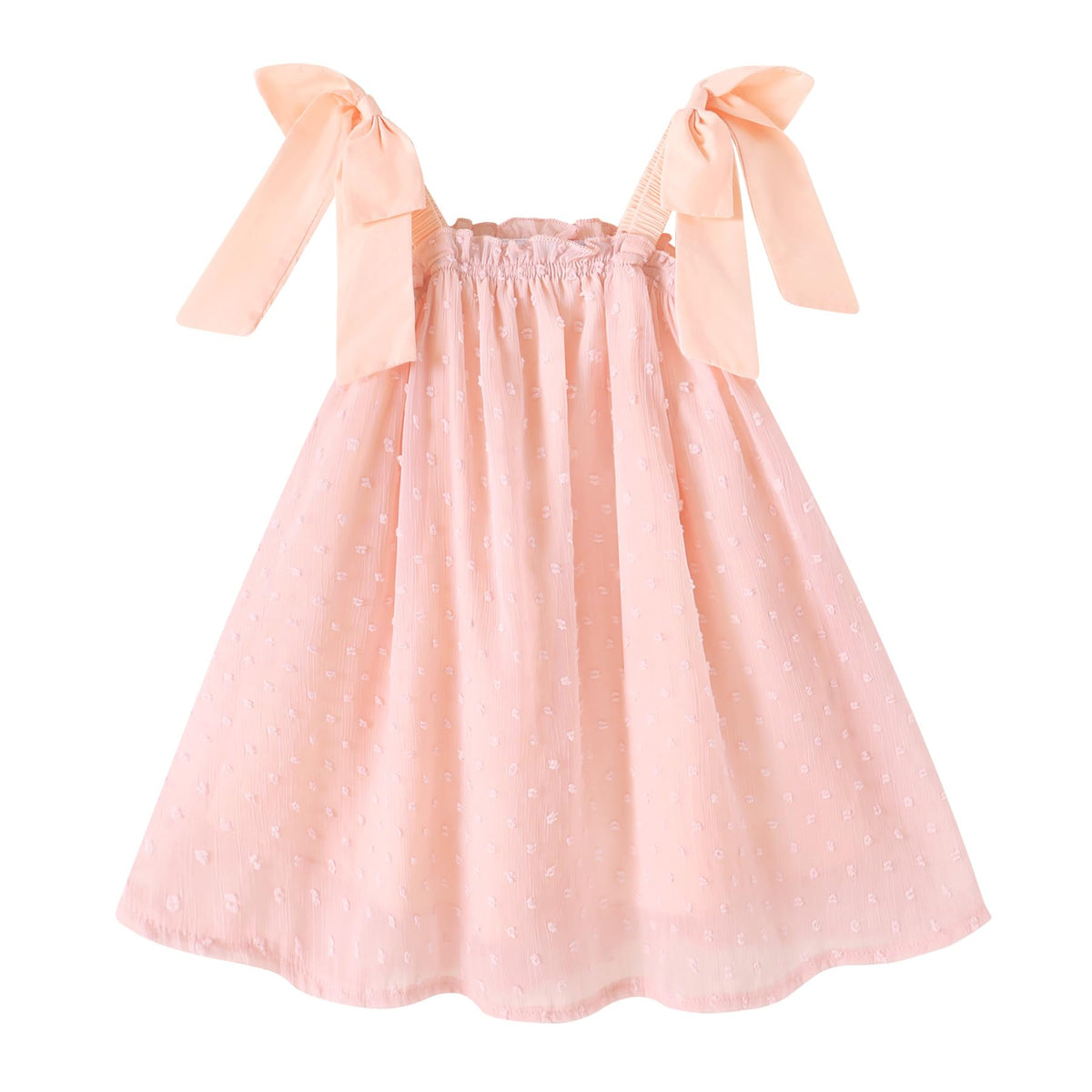 Happy Town Toddler Girl Dress Summer Boho Sleeveless Bowknot Strap Beach Party Swiss Dot Baby Sundress