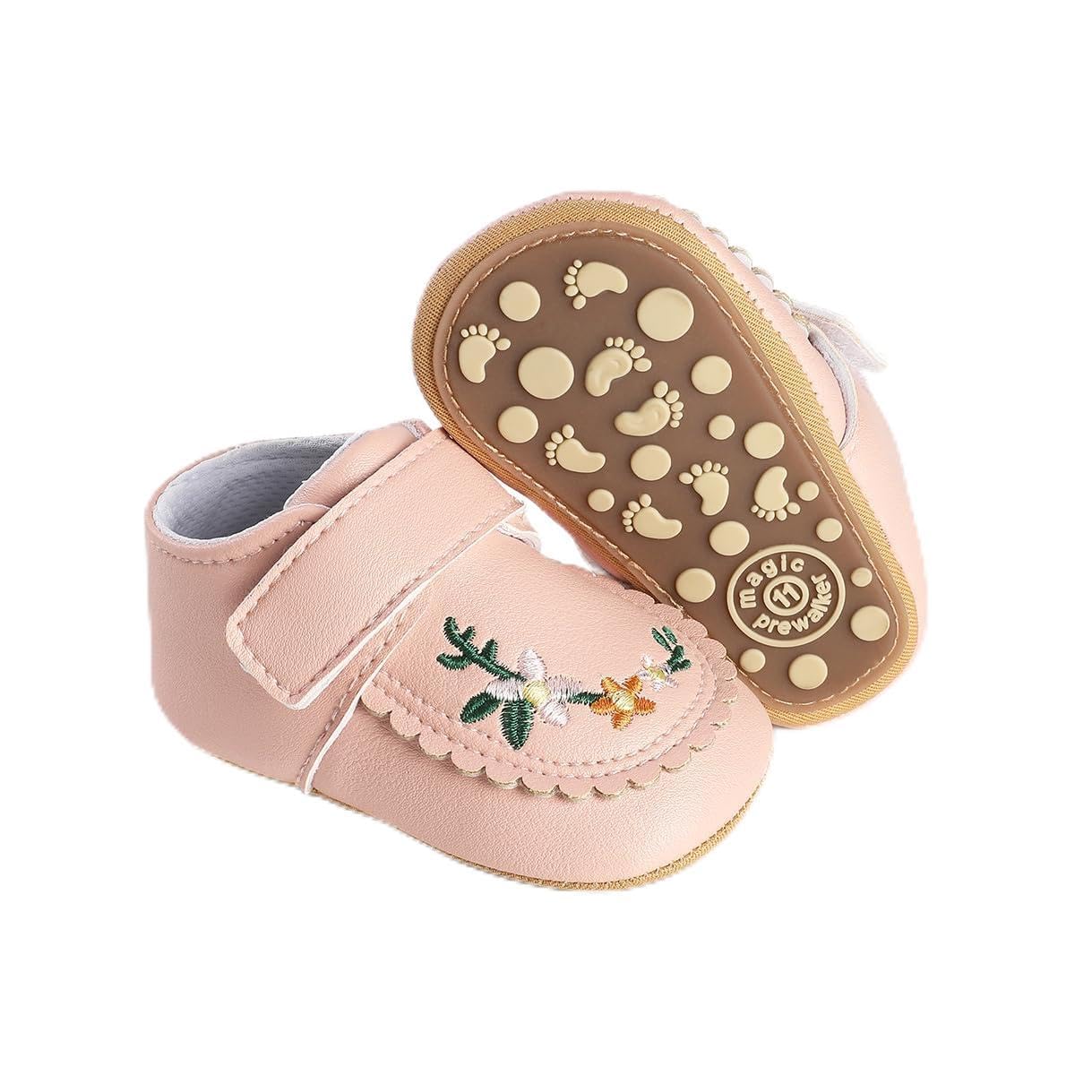 HsdsBebe Baby Boys Girls Pu Leather Hard Bottom Walking Sneakers Toddler Rubber Sole First Walkers Infant Cartoon Slippers Crib Shoes
